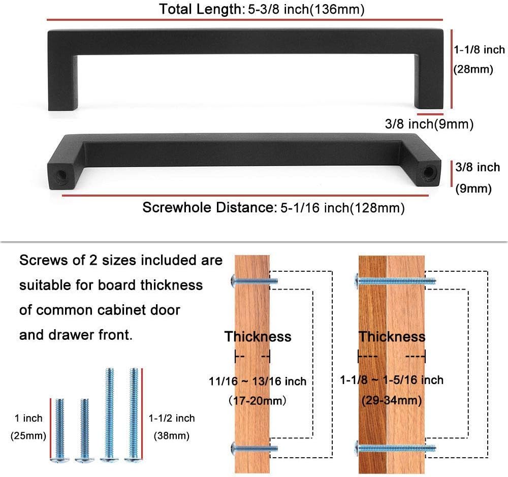 KOOFIZO Solid Square Bronze Kitchen Cabinet Handles Oil Rubbed Bronze Cabinet Pulls, 5 Pack 5 Inch Bronze Hardware for Kitchen Cabinets Drawers Dresser Cupboard Bedroom Bathroom