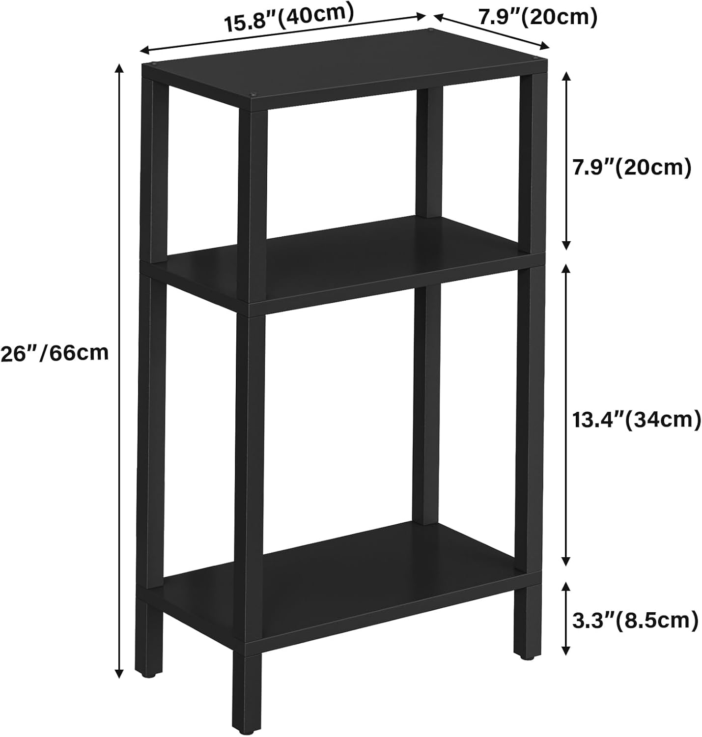 TUTOTAK Small Side Table, Narrow End Table, Skinny Sofa Table, Slim Nightstand, Couch Table, Living Room, Bed Room, Black TB01BK077