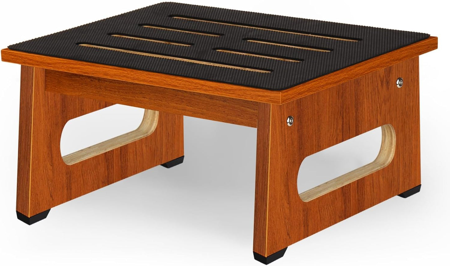 One Step Stool for Bed, Wooden Step Stool with Non-Slip Feet, 450 LBS Capacity Stepping Stool for Adults Seniors, Bedside Steps for High Beds, Bathroom Kitchen Bedroom, Easy to Assemble, Rustic Brown