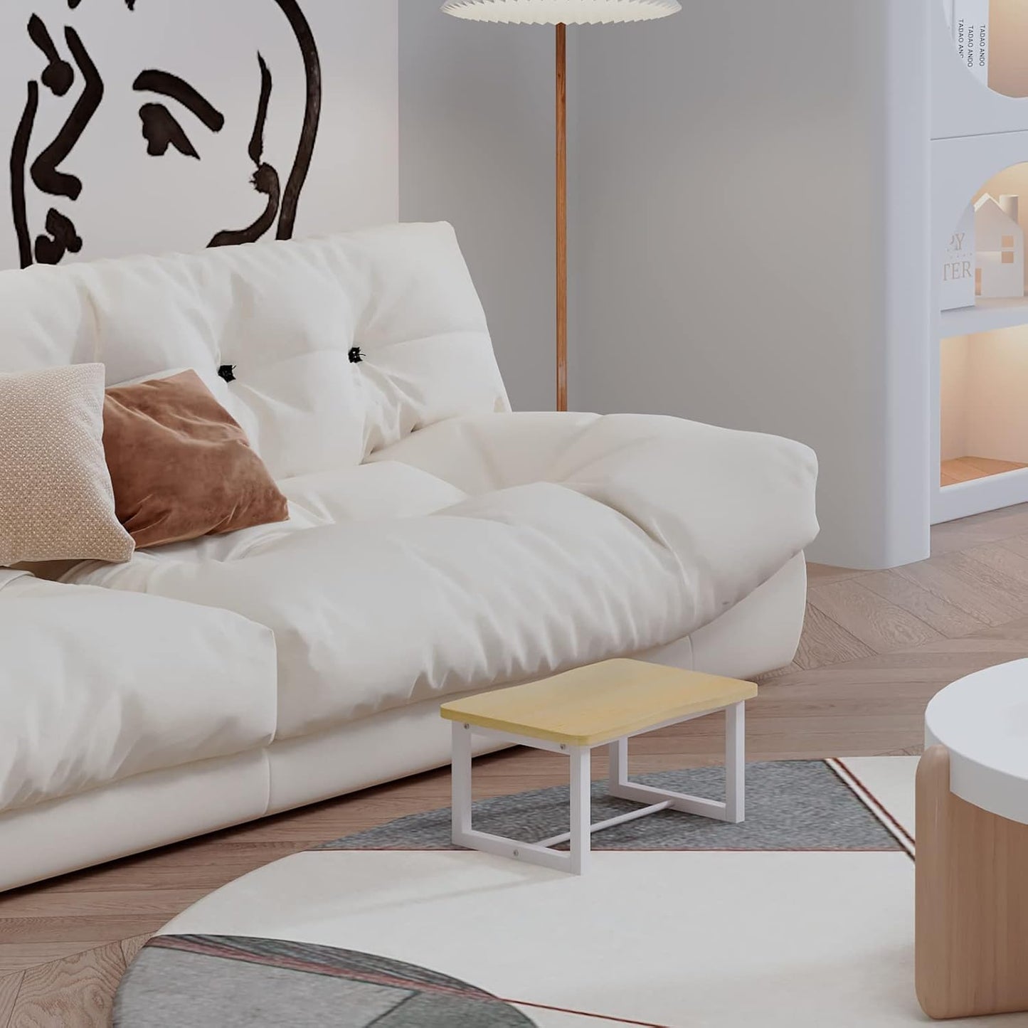 Wooden Step Stool for Adults & Kids, 500 Lbs Capacity,Learning Helper Stool for Kitchen Counter Bathroom Sink Toilet Potty Training with Metal Frame,Non-Slip Pads