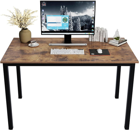 DlandHome 47 inch Computer Desk Home Office Table Writing Desk Study Table Gaming Desk Workstation (47 inch, Rustic Brown)