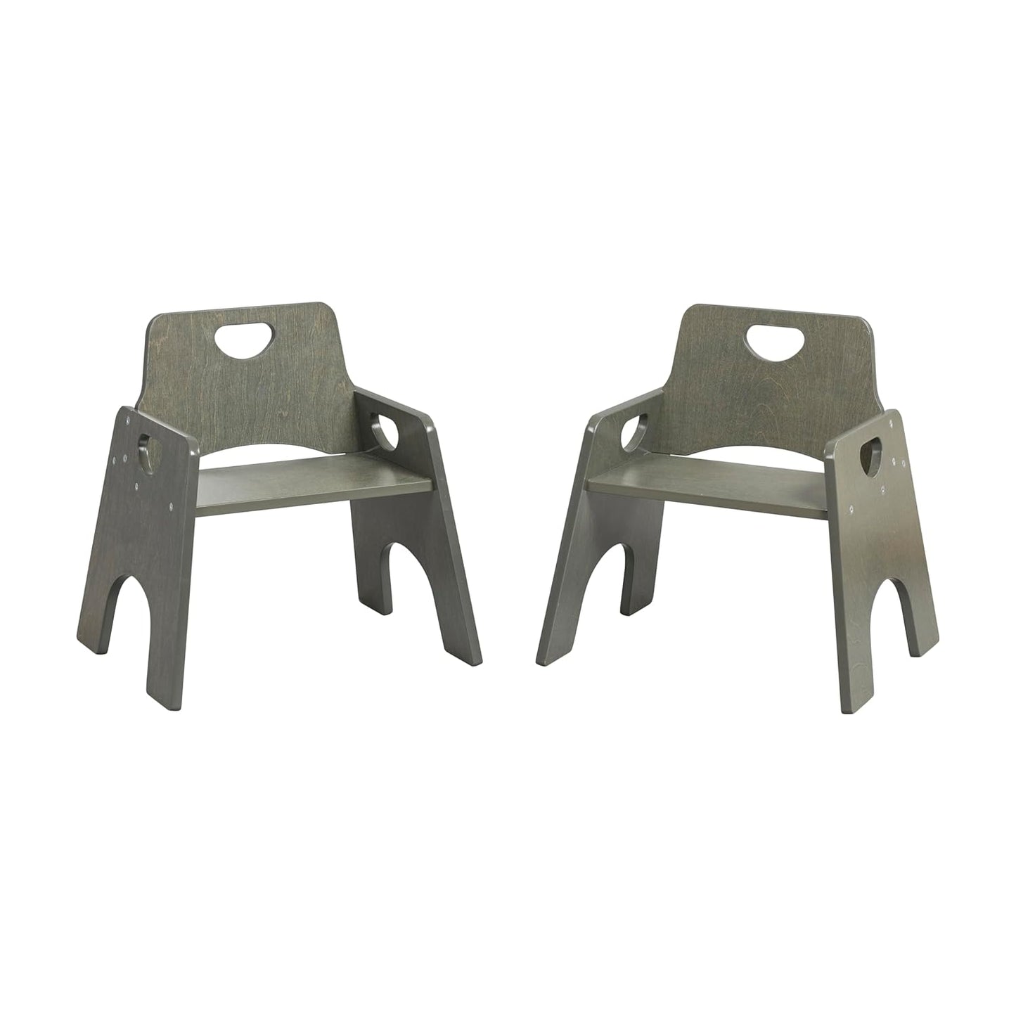 ECR4Kids Stackable Wooden Toddler Chair, 10in, Kids Furniture, Grey Wash, 2-Pack