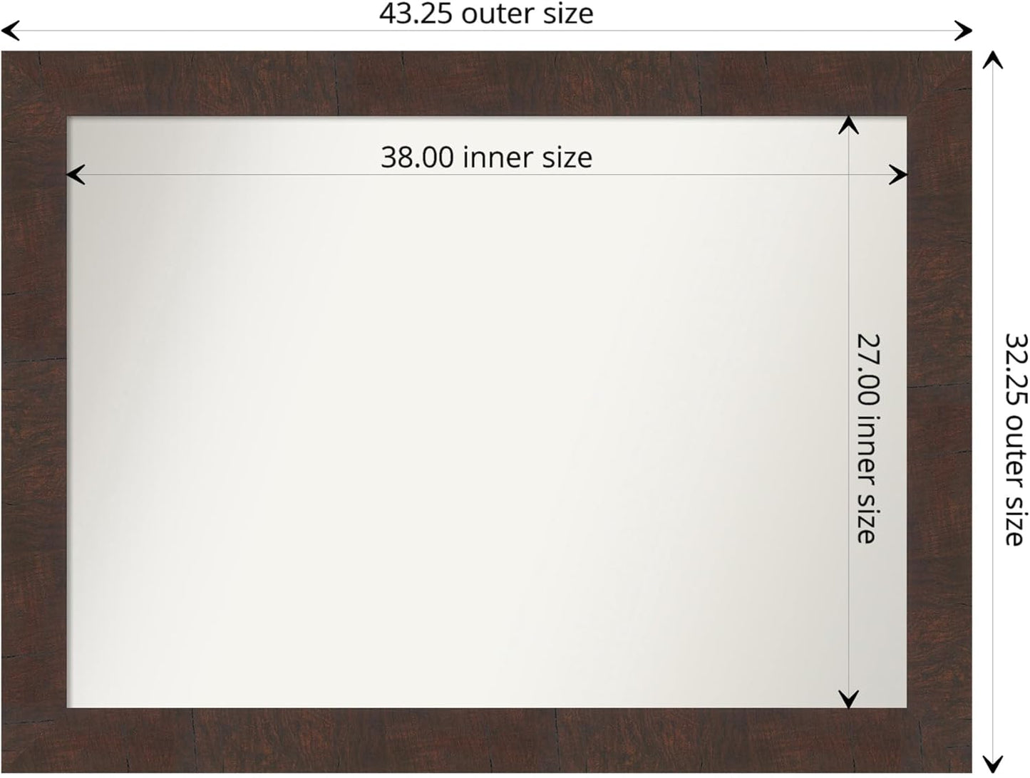 Amanti Art White Bathroom Mirror for Over Sink, 31x42 Wedge White Rectangle Vanity Mirror, X-Large Modern Frame, Hangs Horizonally and Vertically, Bathroom Wall Decor, Non-Beveled Edge from WI, USA