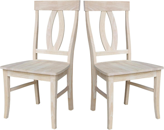 IC INTERNATIONAL CONCEPTS Set of Two Verona Dining Chairs 225lbs wt Capacity, Solid Real Wood, Sturdy Parawood, 21.3"W x 22.6"D x 39.6"H, Unfinished