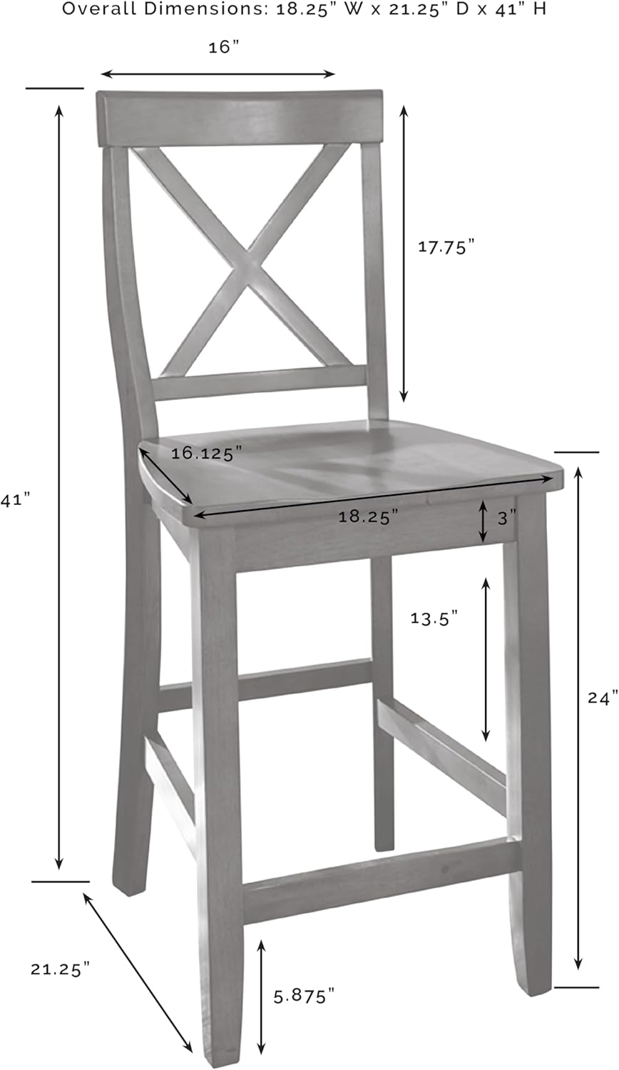 Crosley Furniture X-Back Wood Counter Height Bar Stools Set of 2, Black, 24-inch