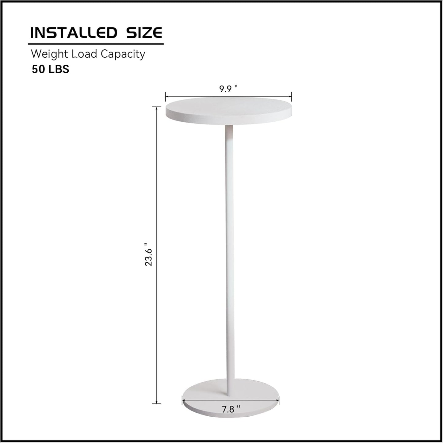 Small Side Table, Metal Round Drink Table, Desktop Diameter 9.99“ for Living Room Bedroom Small Spaces Sofa Couch Chair, White
