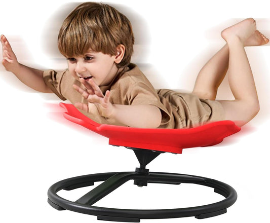 Autism Sensory Spinning Swivel Chair for Autistic Kids, 360° Spin Seat Toy for Children with Autism & ADHD, Sit and Spin Sensory Chair for Balance and Motion Training, Sensory Toys for Kids (Red)