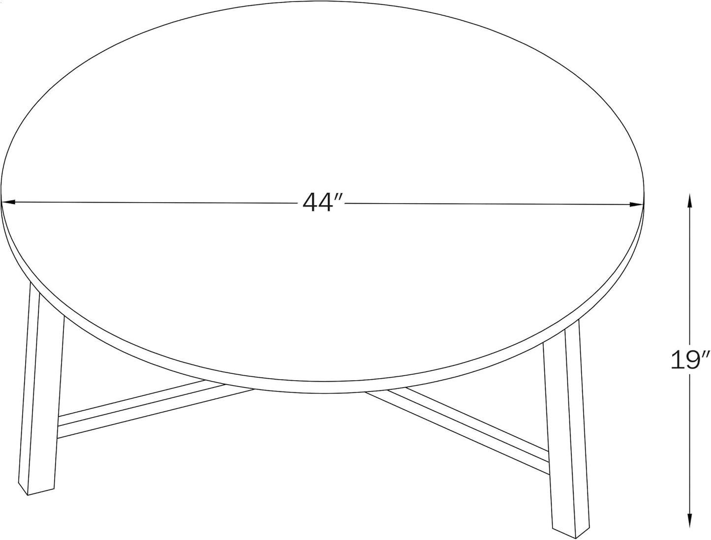 Alaterre Furniture Coffee Table - Newbury Collection 44-Inch Round Living Room Table - Solid Wood Farmhouse Coffee Table (Pecan Finish)