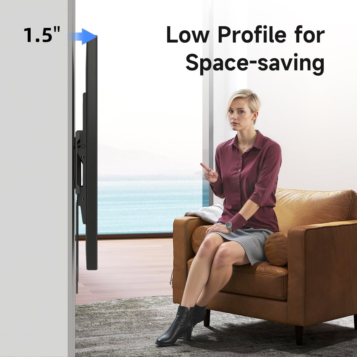 Suptek Tilt TV Wall Mount Bracket for Most 42-90 inch TV, Universal Mount with Max 800x400mm VESA and 154lbs Loading Capacity, Fits Studs 16” 18“ 24" Apart, Low Profile with Bubble Level (MT5084)