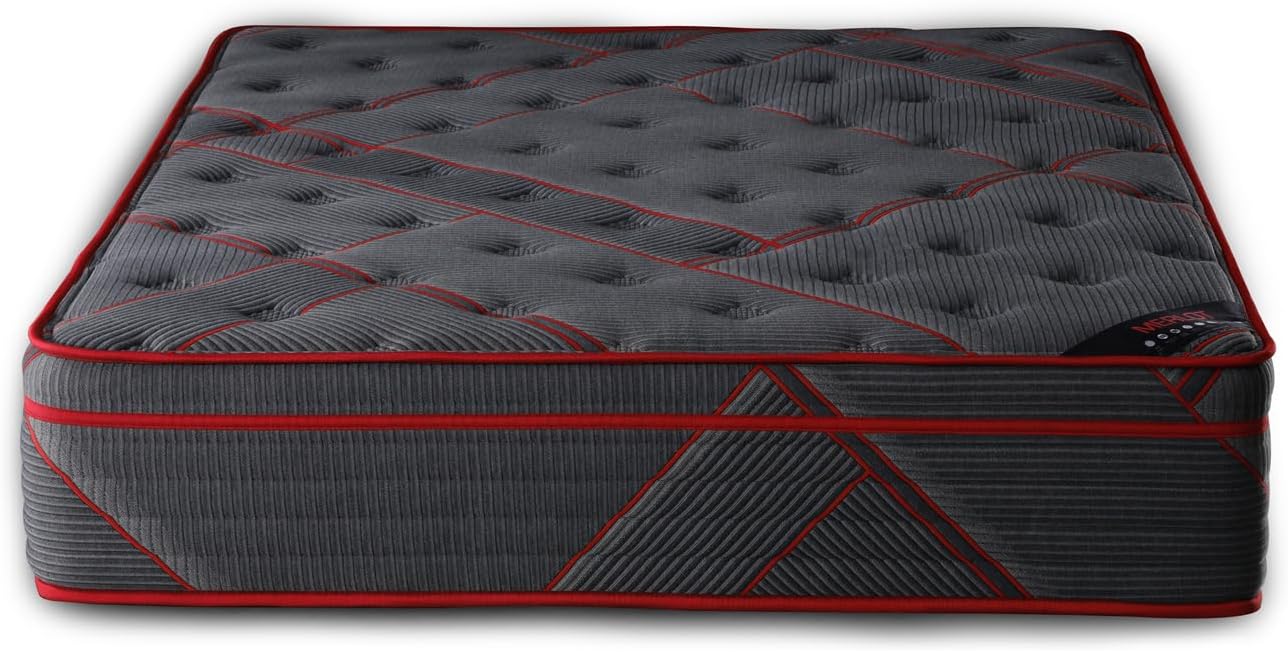 Ottomanson Twin 13" Luxury Black Eurotop Mattress - Medium-Firm Hybrid Comfort - Made in USA - Premium Quilted Cover - Fiberglass-Free - Bed in a Box