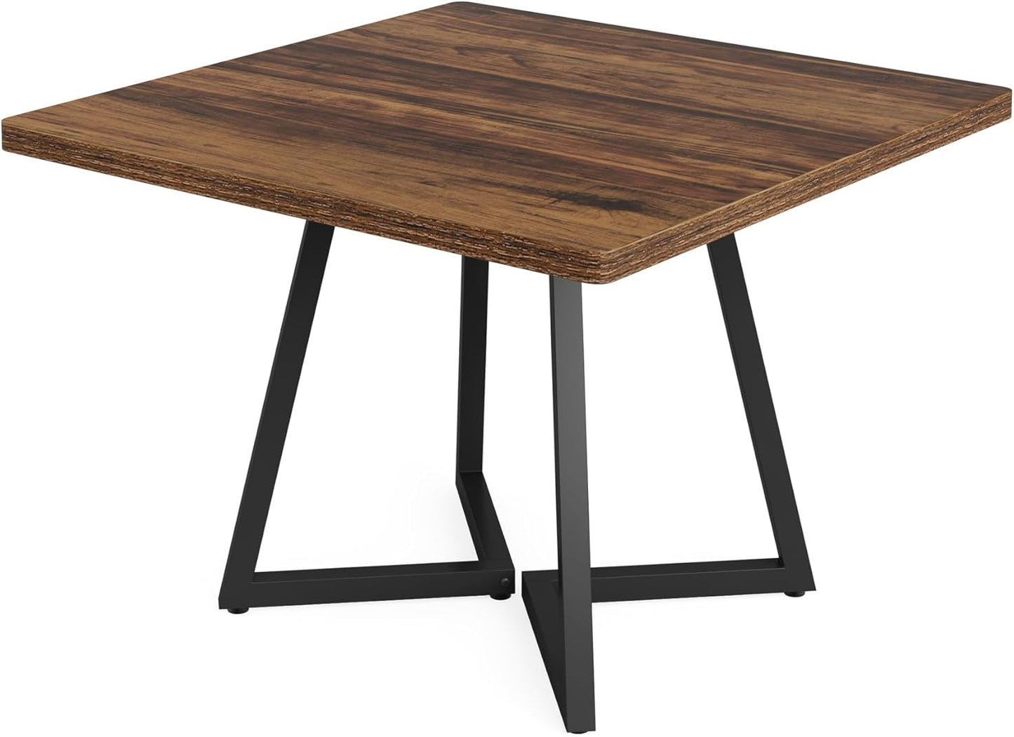 Tribesigns Square Dining Table for 10, 31.5" Industrial Dinner Table with Metal Base, Kitchen Table for Dining Room, Small Space, Apartment, Rustic Brown & Black