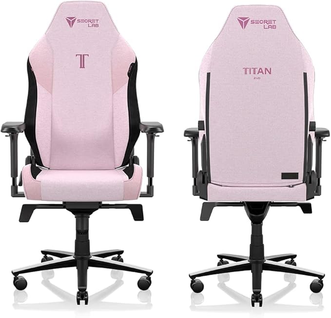 Secretlab Titan Evo Plush Pink Gaming Chair - Reclining, Ergonomic & Comfortable Computer Chair with 4D Armrests, Magnetic Head Pillow & 4-Way Lumbar Support - Pink - Fabric