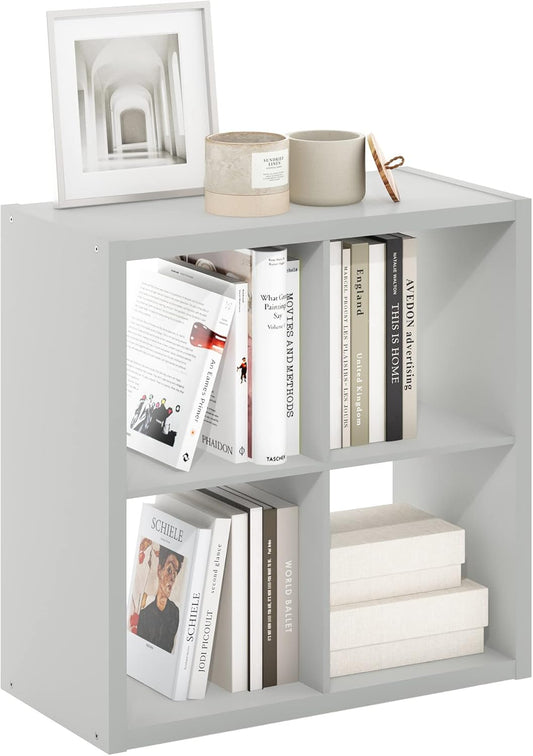 Furinno Cubicle Open Back Decorative Cube Storage Organizer, 4-Cube, Light Grey