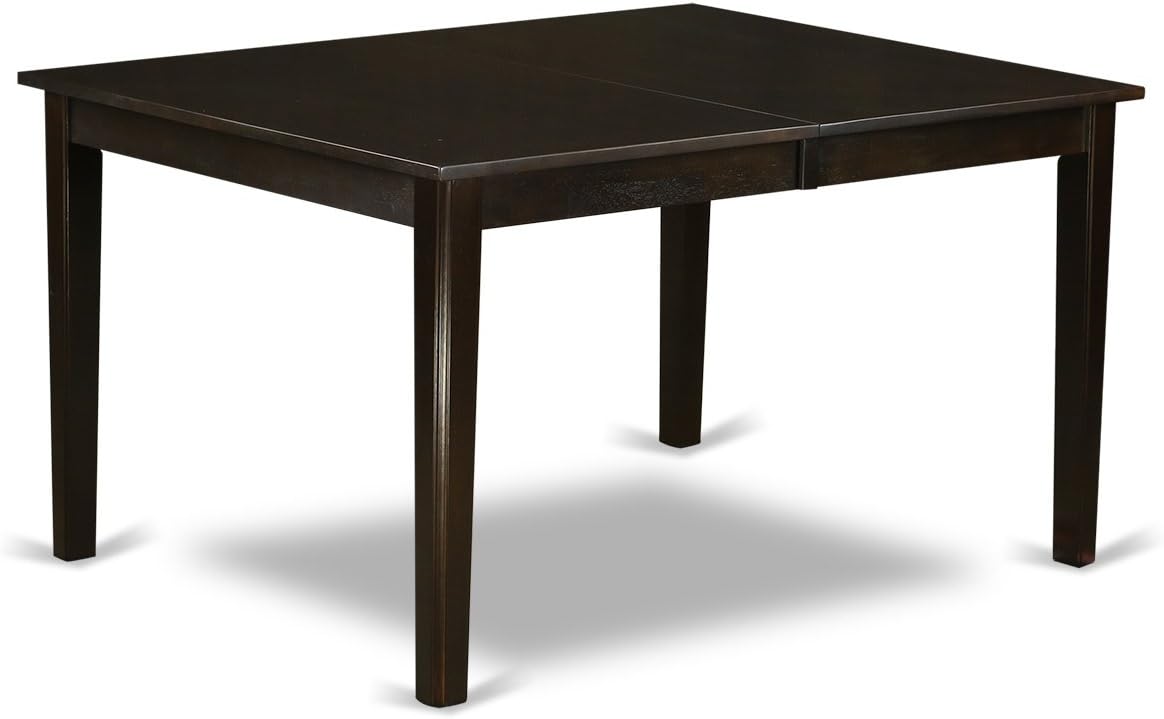 East West Furniture HEDR5-CAP-03 5 Piece Dining Room Furniture Set Includes a Rectangle Dining Table with Pedestal and 4 Brown Linen Fabric Parsons Chairs, 42x72 Inch, Cappuccino