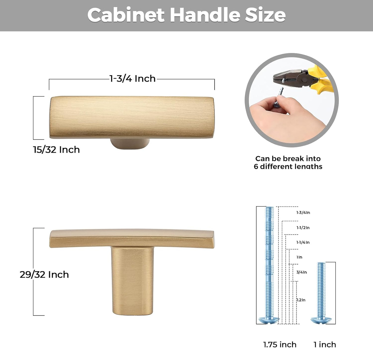 15 Pack Cabinet Handles Single Hole - Curved Cabinet Knobs Champagne Bronze Drawer Pulls for Kitchen Cupboard Solid Pulls for Dresser Drawer Arch Closet Hardware