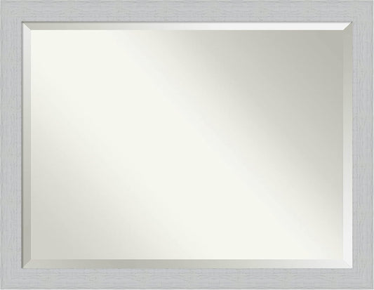 Amanti Art White Bathroom Mirror for Over Sink, 34x44 Shiplap White Rectangle Vanity Mirror, X-Large Coastal Wood Frame, Hangs Horizonally and Vertically, Bathroom Wall Decor, Beveled Edge from WI