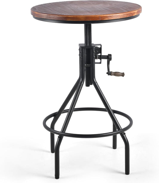 Diwhy Industrial Design Bar Table Height Adjustable with Handle Kitchen Dining Coffee Bistro Pub Table Black