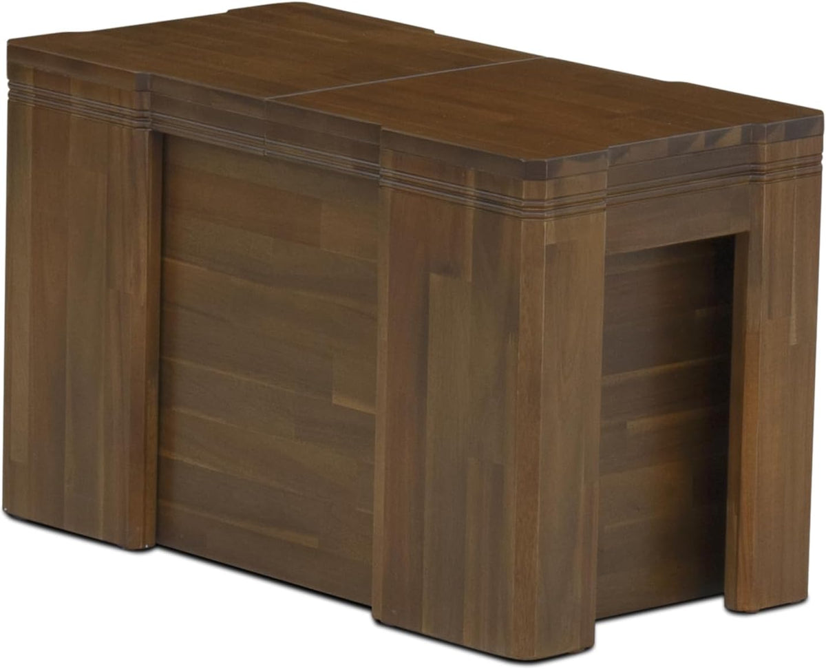 X02FO-208-18 - 5 Pieces Dining Room Set contains an Extendable Rectangle Kitchen Table, 2 Dining Chairs and 2 Modern Benches, 39x120 Inch, Antique Walnut