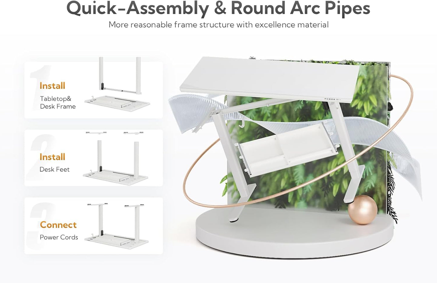 INNOVAR Wireless Charging Glass Standing Desk with Drawers, Adjustable Height Stand Up Desk, Electric Standing Desk with Storage, 55 inch, Super White