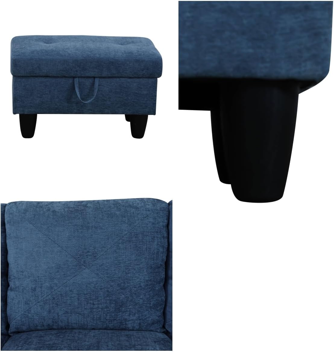 NAYSAYE L Shaped Couch, Modular Sectional Couch with Ottoman Storage, Modern Lounge Sofa Convertible Sectional Couches for Living Room, Apartment, Blue