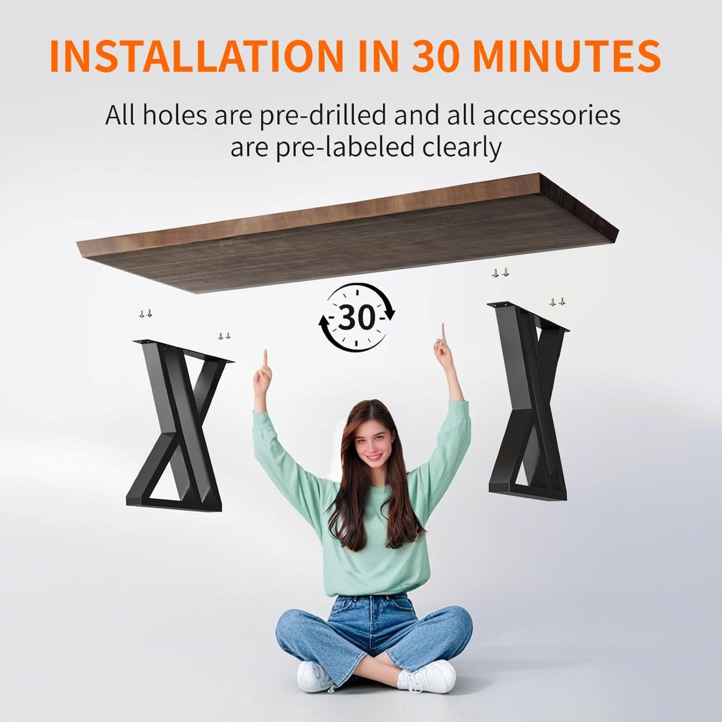 Solid Wood and Metal Modern Industrial 55 inch Wide Home Office Desk, Writing Table, Workstation, Perfect Table for Your workspace Study Table Furniture in Rustic Natural Aged Brown