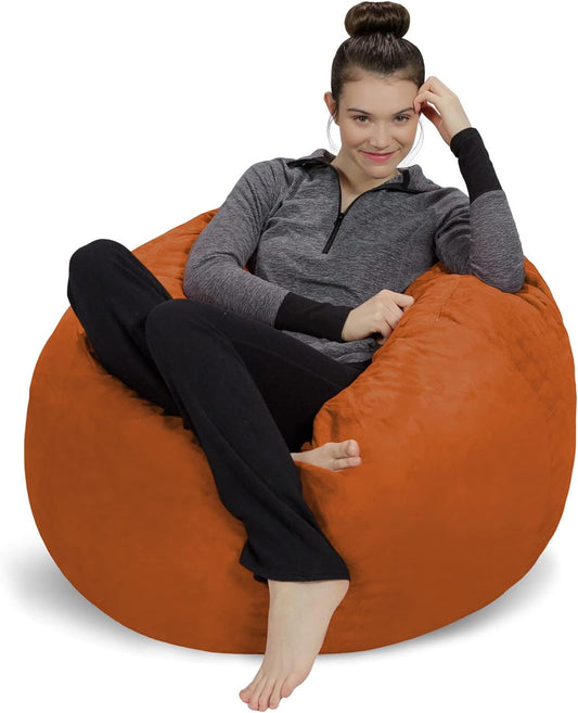 Sofa Sack Bean Bag Chair - Plush, Ultra Soft - Memory Foam Bean Bag Chair with Microsuede Cover - Stuffed Foam Filled Furniture and Accessories for Dorm Room 3 Feet - Tangerine