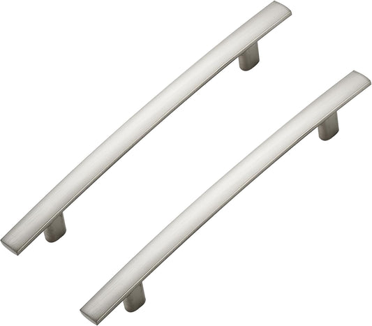 30 Pack Cabinet Handles 5" Hole Center - Curved Cabinet Pulls Brushed Nickel Drawer Pulls for Kitchen Cupboard Solid Hardware for Dresser Drawer Arch Hardware