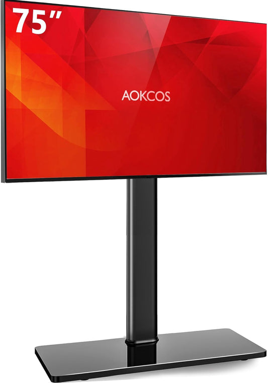 Swivel TV Floor Stand for 43-75 Inches TVs, 10 Level Height Adjustable Corner Extra Tall TV Stand Mount for Living Room/Bedroom, Holds up to 110 lbs,MAX VESA 600x400mm,Black