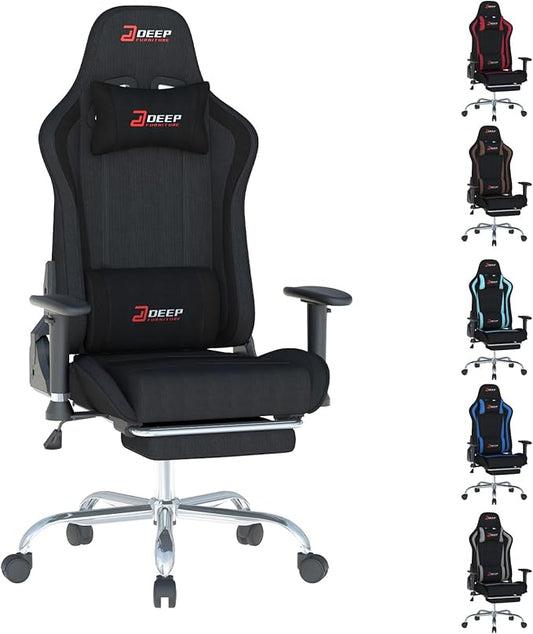 Fabric Gaming Chair, Skin-Friendly and Breathable, Manufactured by A Reputable Manufacturer, Safe and Stable, Specially Designed for Gaming.with Footrest Mg(1005-Black)