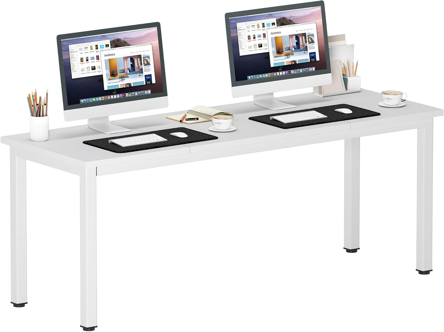 DlandHome 71 inches X-Large Computer Desk, Composite Wood Board, Decent and Steady Home Office Desk/Workstation/Table,White,23.6Wide