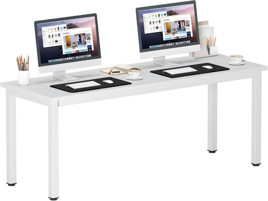 DlandHome 71 inches X-Large Computer Desk, Composite Wood Board, Decent and Steady Home Office Desk/Workstation/Table,White,23.6Wide