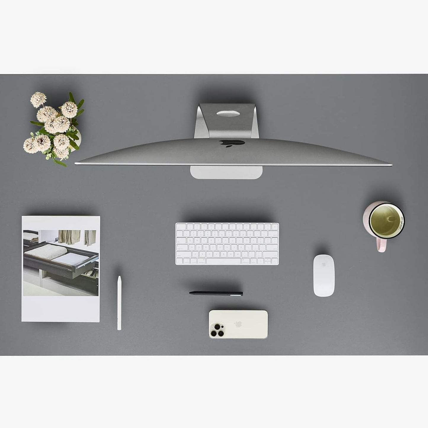Kaboon 36x20 inch Table Top Universal, Solid One-Piece Desktop, Reversible Melamine Countertop, Double Desks, L-Desk DIY, Gray