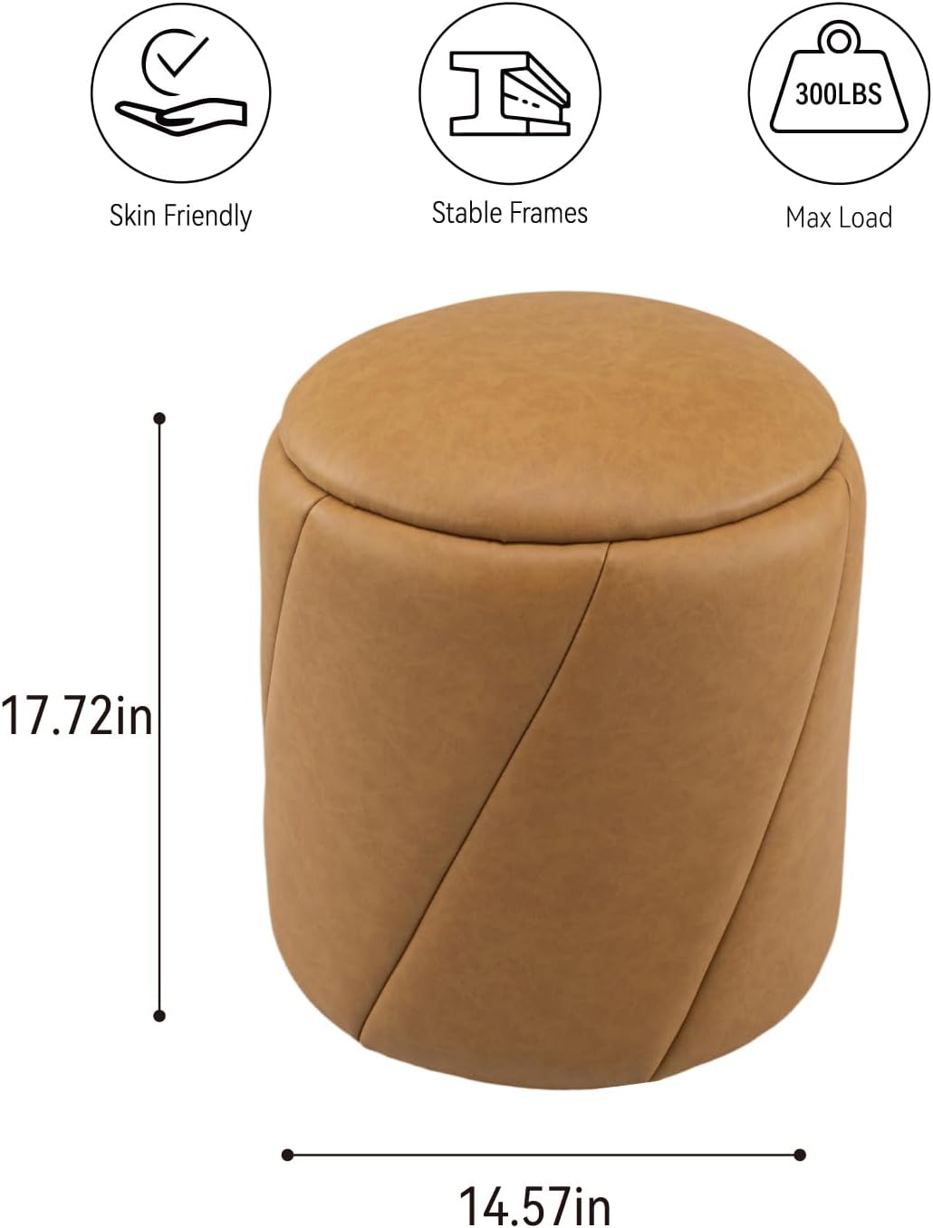 Get Set Style Modern Round Ottoman with Soft Padded Seat, Multifunctional Vanity Chairs for Makeup, Upholstered Footrest Stool Ottoman Foot Stool for Living Room, Bedroom