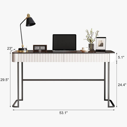 Lartis Home Office Desk Computer Desk Pale Pink Writing Desk - Makeup Vanity no Mirror Intelligent Socket with USB Port Compartmentalized Storage