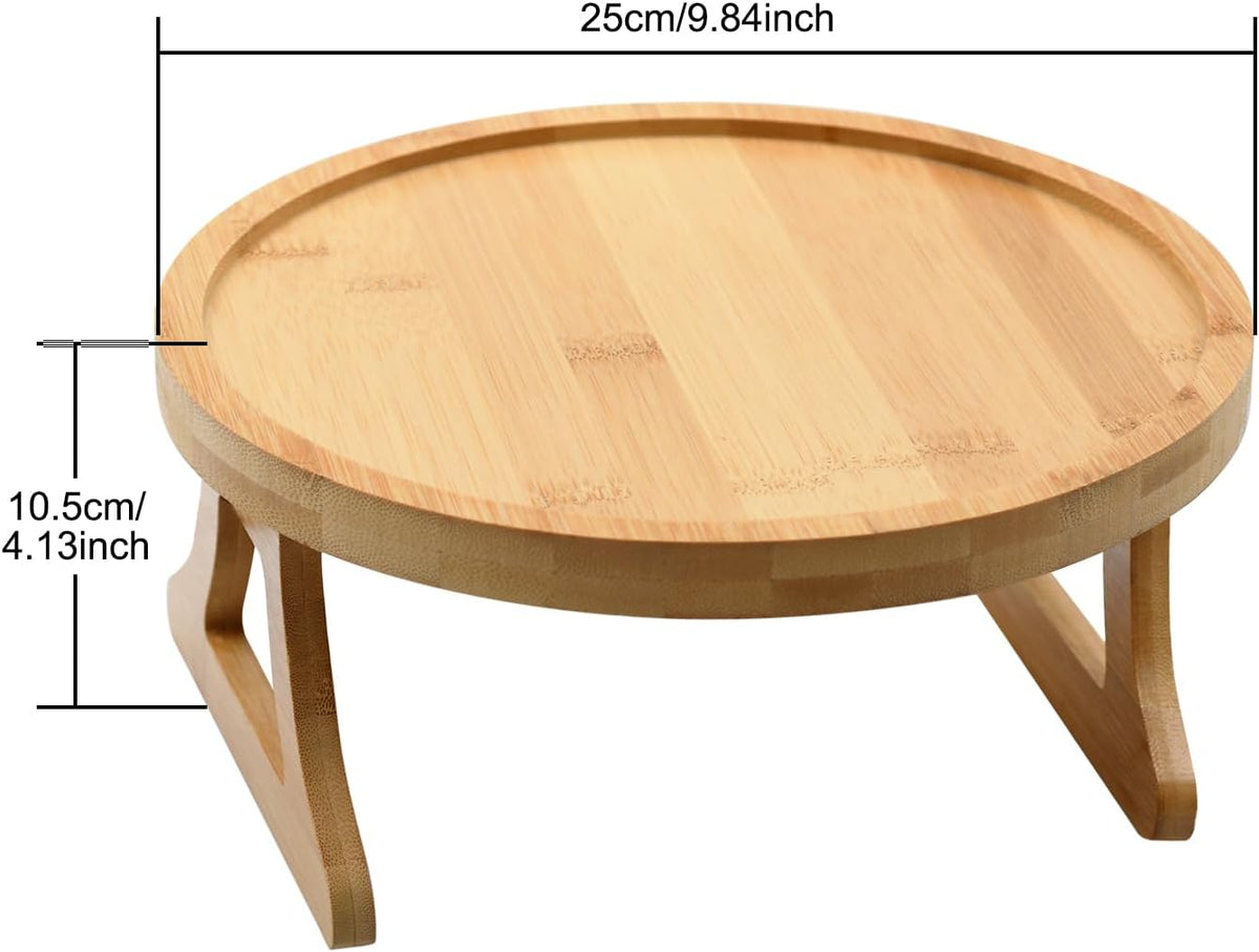 Sofa Arm Tray Table -Wide Sofa Arm Table-Flexible and Foldable-Ideal for Cell Phones,Cups,Fruits or Snacks-Thoughtful Gifts (Round)