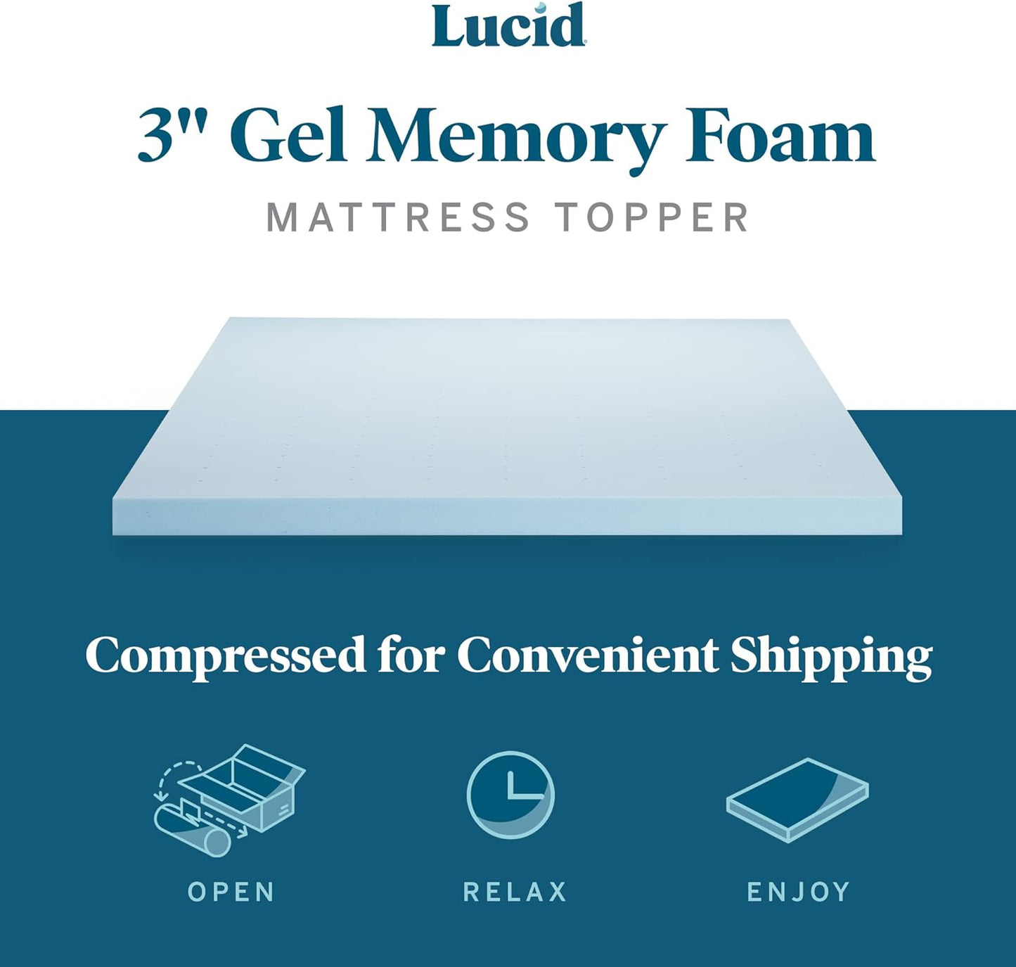 LUCID - LU30FF30GT Lucid 3 Inch Gel Infused Memory Foam Mattress, Full