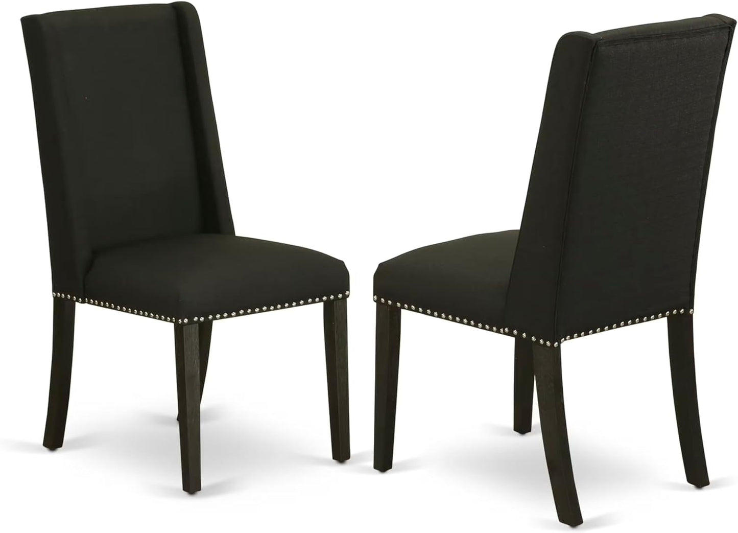 East West Furniture V677FL624-5 5 Piece Dining Set Includes a Rectangle Dining Room Table with V-Legs and 4 Black Linen Fabric Upholstered Parson Chairs, 40x72 Inch, Multi-Color