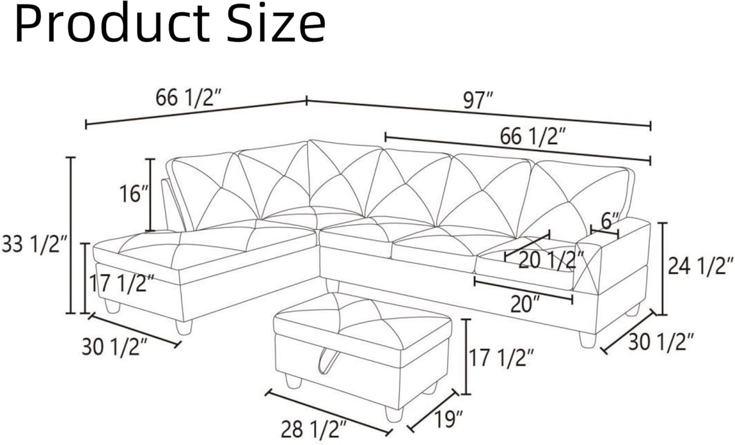 Modular Sectional Couch, L Shaped Couch with Storage, Convertible Sofa with Ottomans, Modern Sectional Sofa for Living Room and Office, 5 Seat, Brown