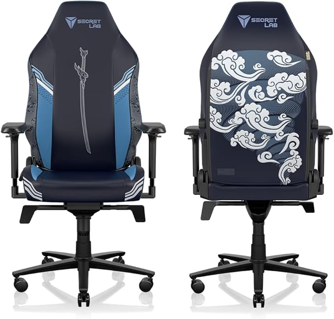 Secretlab Titan Evo Yasuo Gaming Chair - Reclining & Heavy Duty Computer Chair with 4D Armrests - Magnetic Head Pillow & Lumbar Support - Big and Tall 395 lbs - Blue - Leatherette