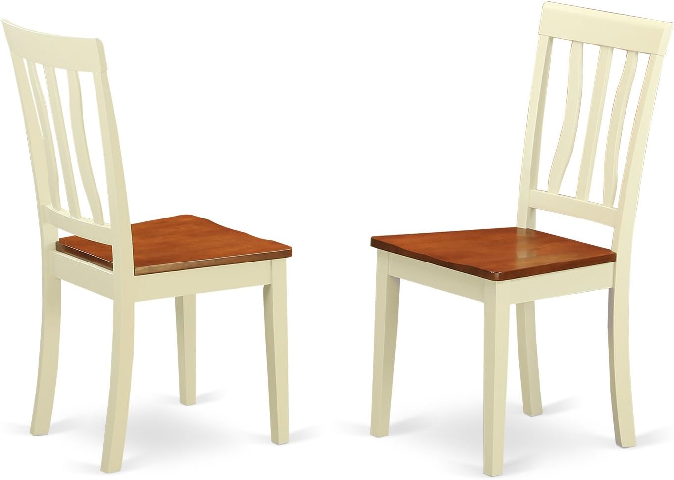 East West Furniture SUAN5-BMK-W 5 Piece Modern Dining Table Set Includes a Round Wooden Table with Dropleaf & Shelves and 4 Dining Room Chairs, 42x42 Inch, Buttermilk & Cherry