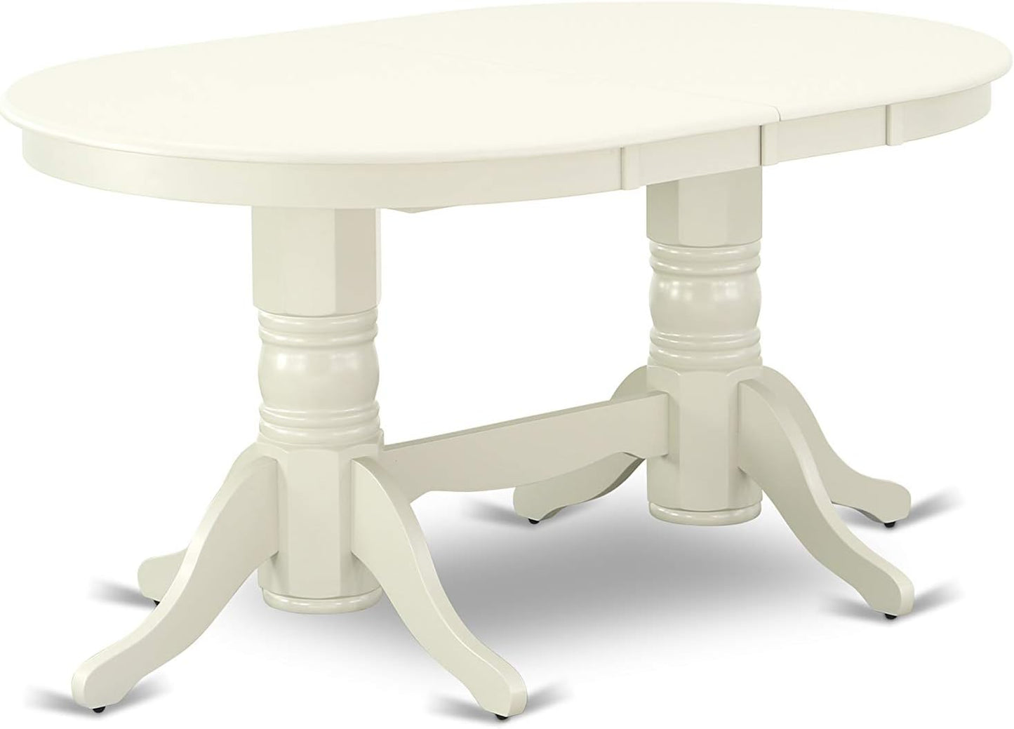 East West Furniture VAKE7-LWH-W 7 Piece Dining Set Consist of an Oval Dining Table with Butterfly Leaf and 6 Kitchen Chairs, 40x76 Inch, Linen White