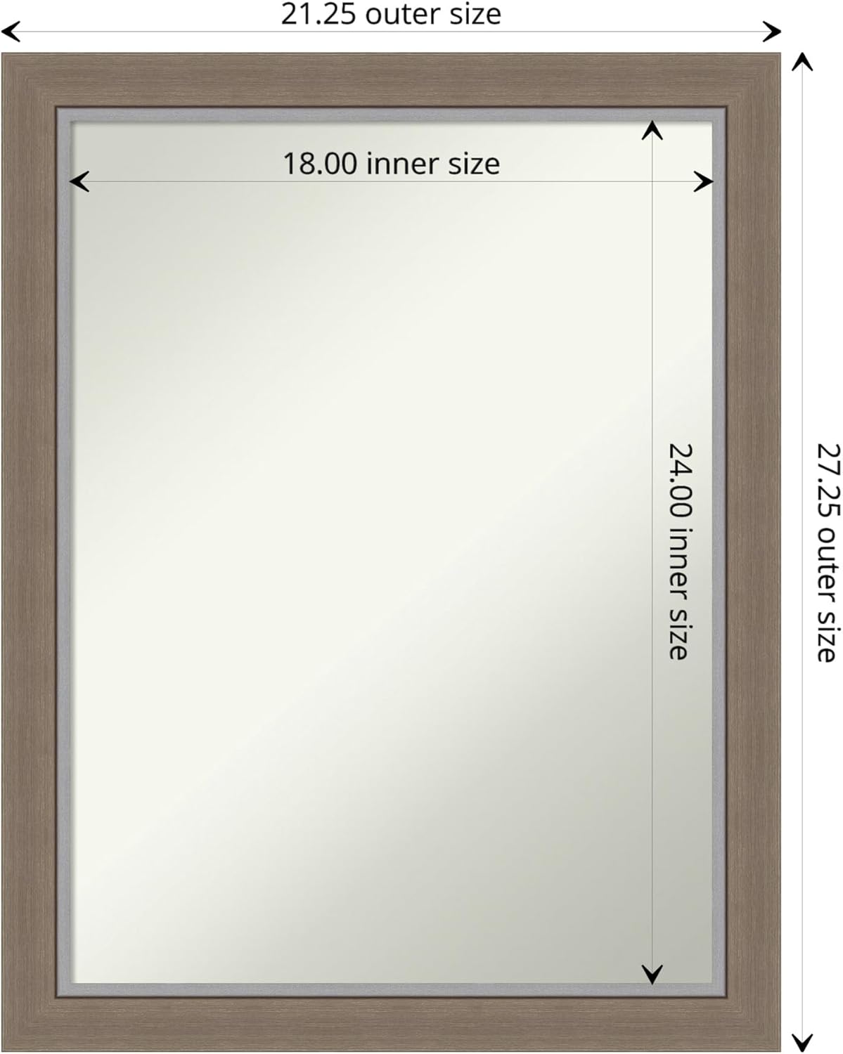 Amanti Art Brown Bathroom Mirror for Over Sink, 27x21 Eva Brown Narrow Rectangle Vanity Mirror, Medium Country Rustic Frame, Hangs Horizonally and Vertically, Bathroom Wall Decor, Non-Beveled Edge