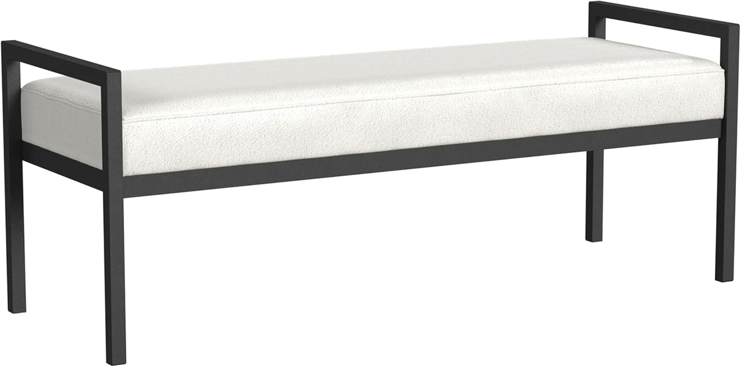 HomePop Modern Metal Bench|Bench for Living Room & Bedroom | Decorative Home Furniture - Cream Boucle