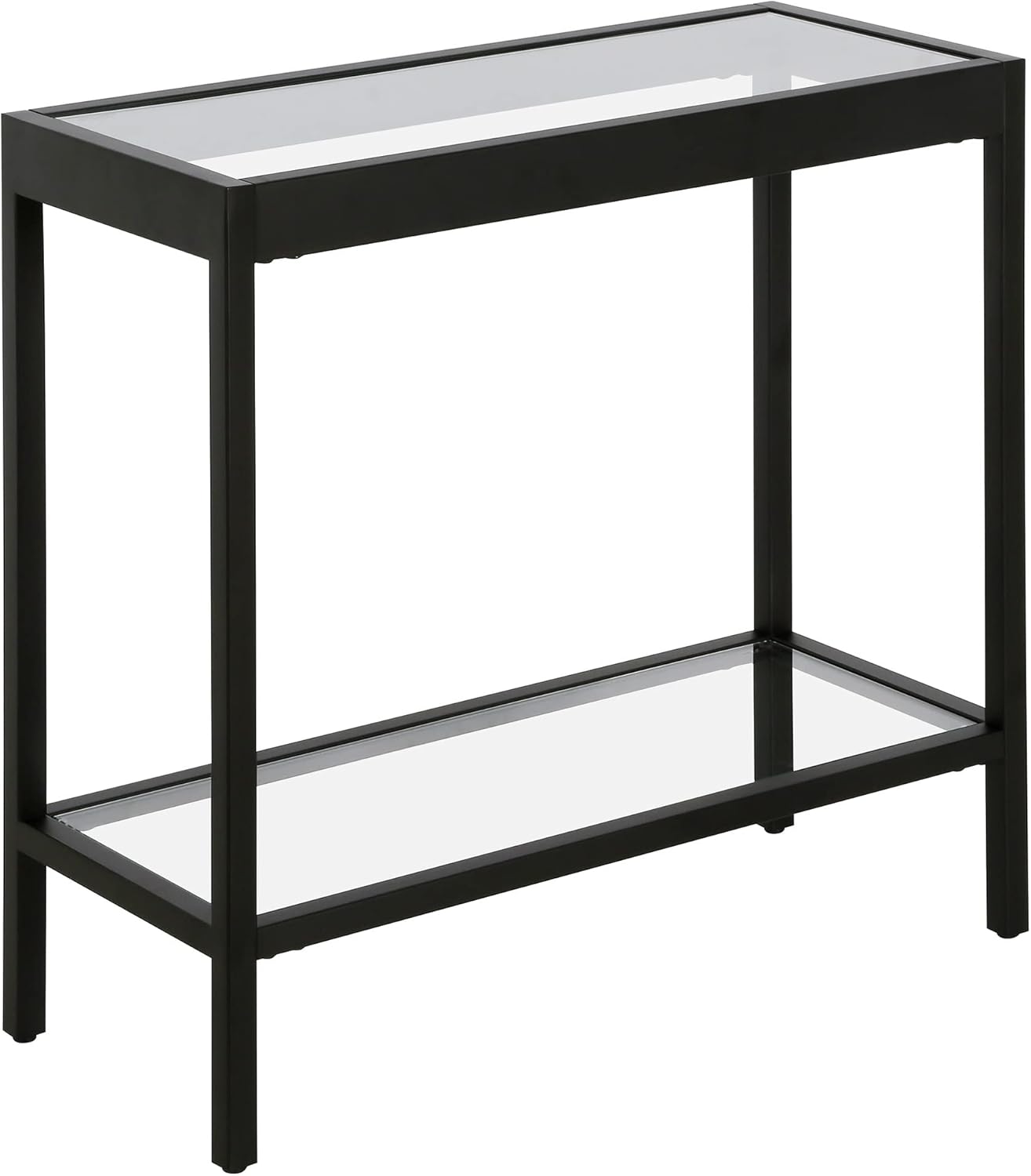 Henn&Hart 24" Wide Rectangular Rectangular Side Table in Blackened Bronze, Table for Living Room, Bedroom