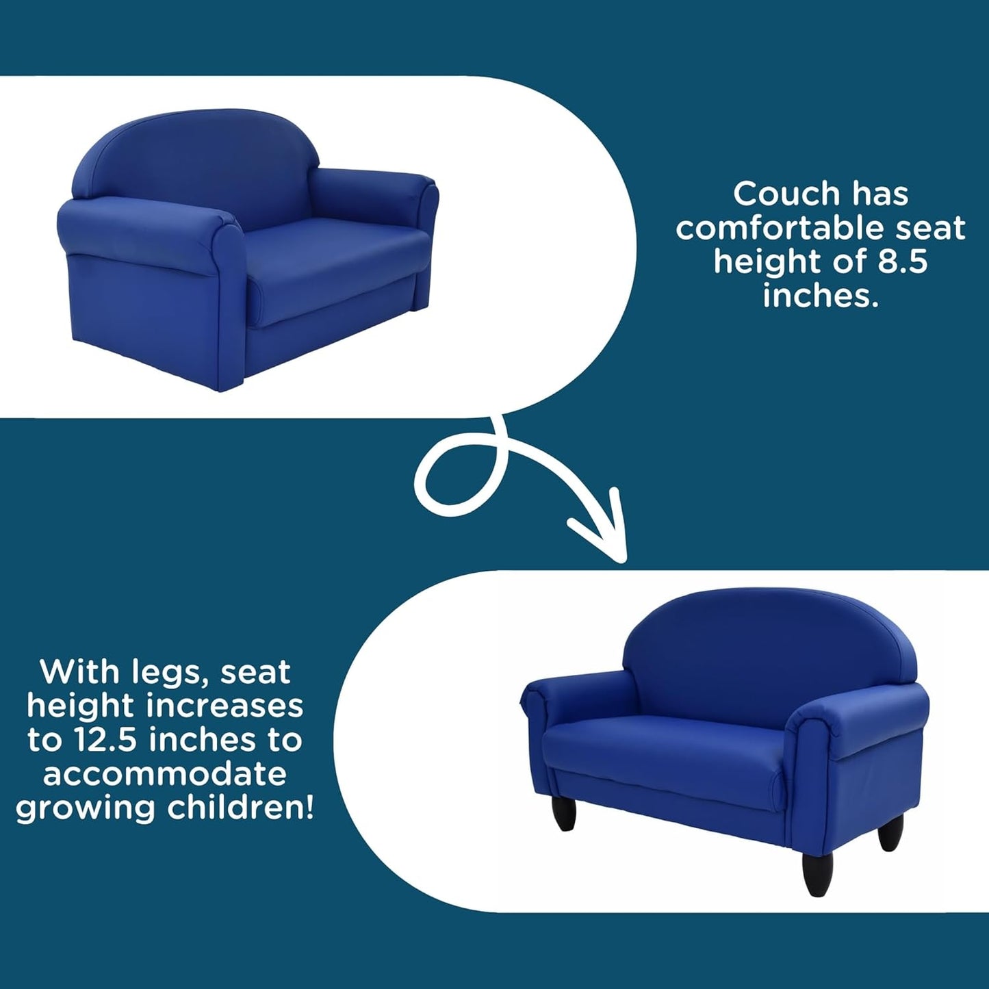 Children's Factory As We Grow Toddler Sofa, Blue, CF805-197, Flexible Seating for Daycare or Preschool, Kids Reading Couch, Playroom Furniture