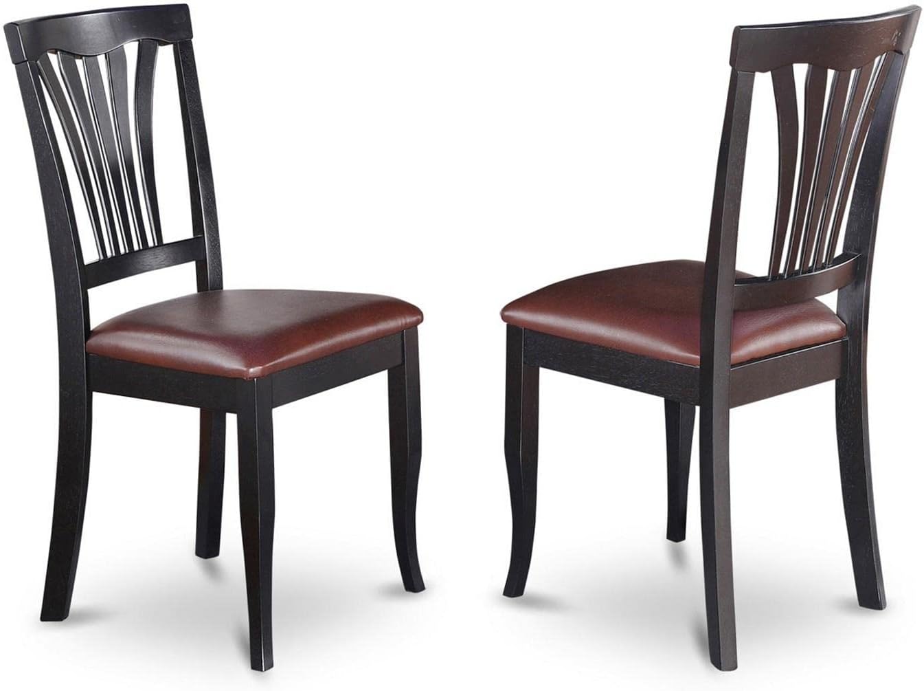 East West Furniture DLAV5-BCH-LC 5 Piece Dinette Set for 4 Includes a Round Dining Room Table with Dropleaf and 4 Faux Leather Kitchen Dining Chairs, 42x42 Inch, Black & Cherry