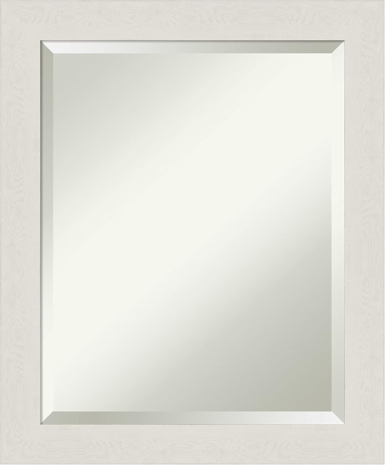Amanti Art White Bathroom Mirror for Over Sink, 24x20 Rustic Plank White Narrow Rectangle Vanity Mirror, Small Rustic Farmhouse Frame, Hangs Horizonally and Vertically, Bathroom Wall Decor, Beveled