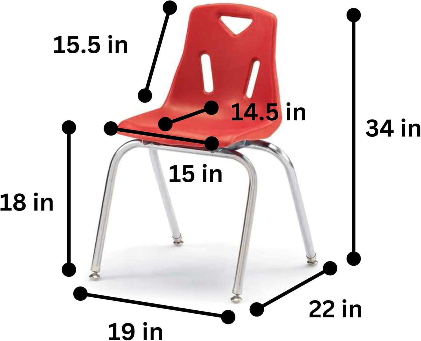 Berries Jonti-Craft 8148JC6008 Stacking Chairs with Chrome-Plated Legs, 18" Height, Red, Pack of 6