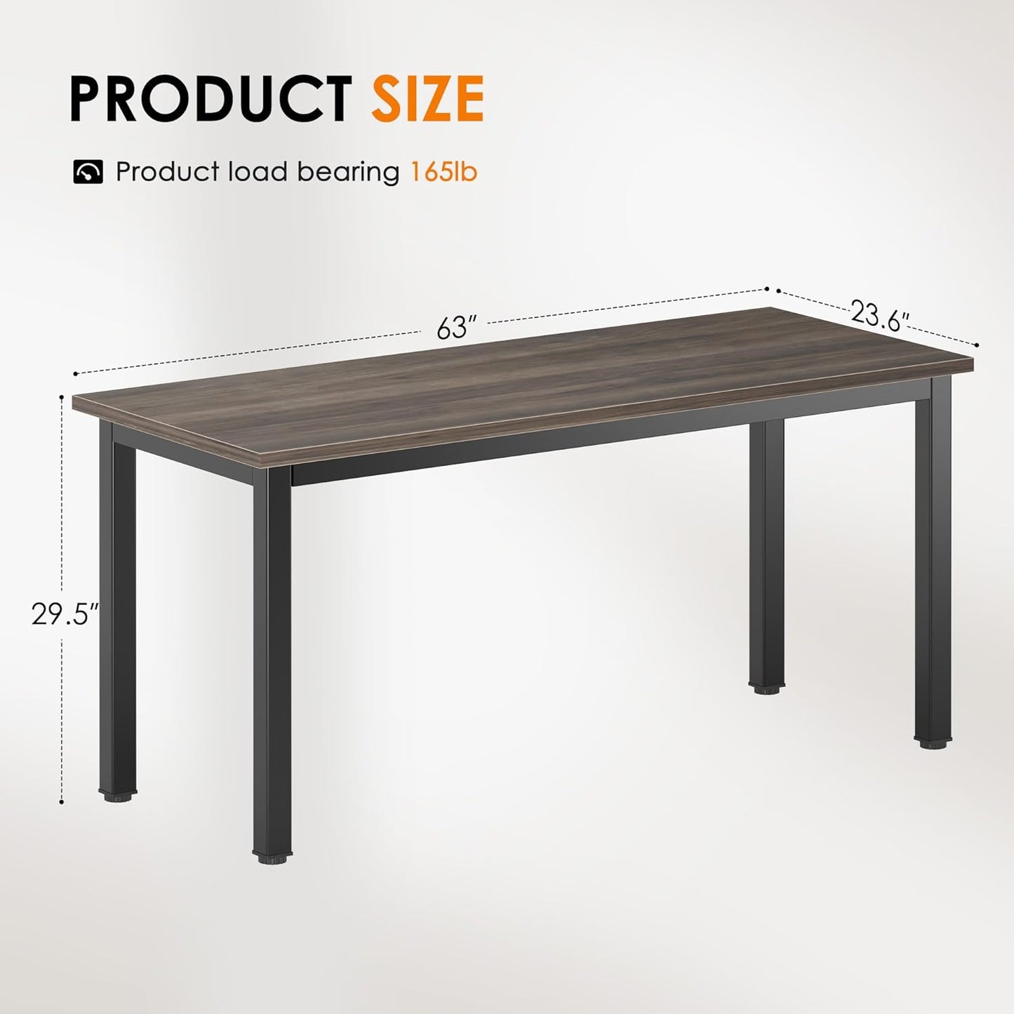 DlandHome Computer Desk Home Office Table Writing Desk Study Table Gaming Desk Worstation (63 inch, Walnut)