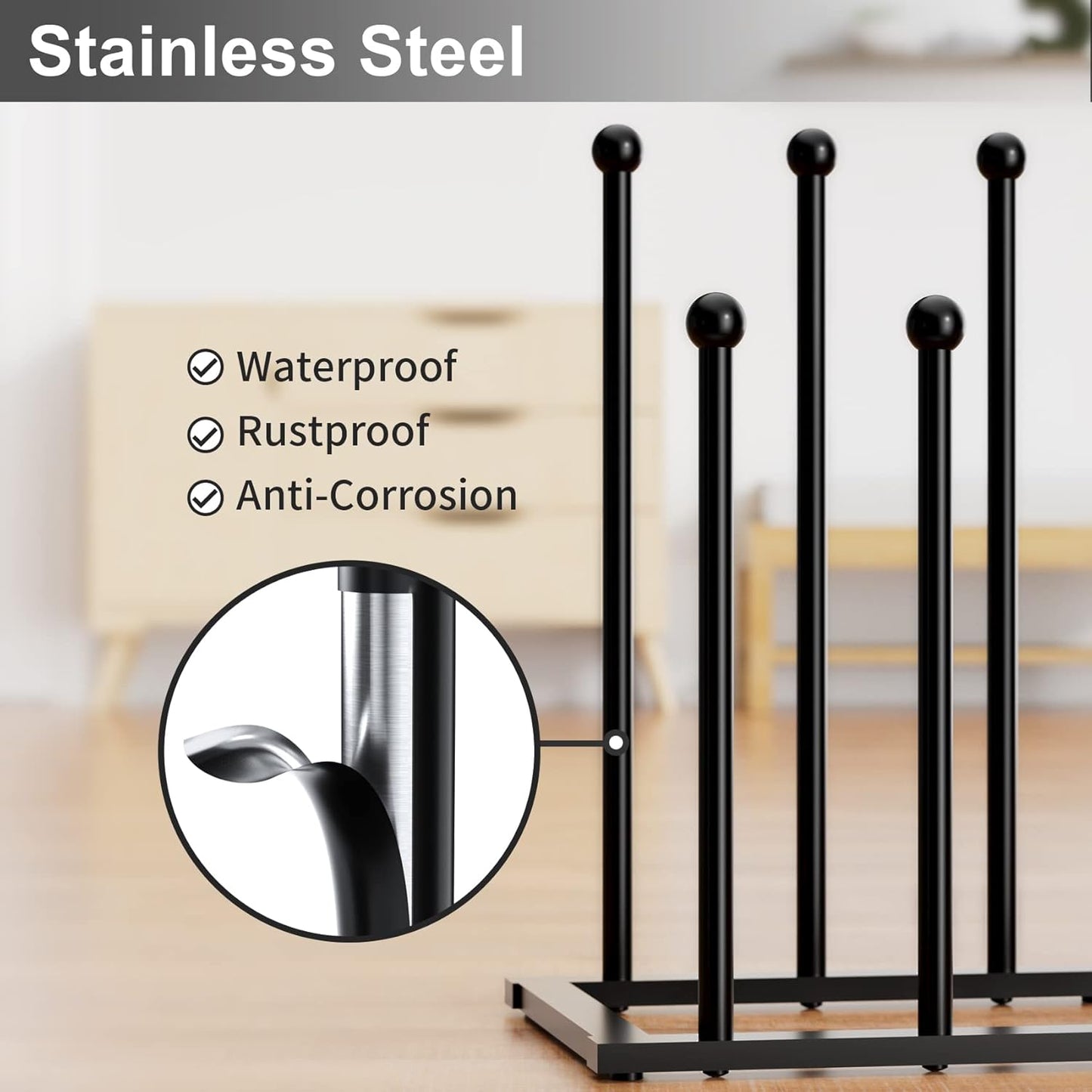 pickpiff Free Standing Shoe Racks - Black Metal Boot Rack for Dorm Room, Closet, Entryway, Bedroom, Patio Outdoor, Hallway, Black, Shoe Storage Fit for 6 Pairs